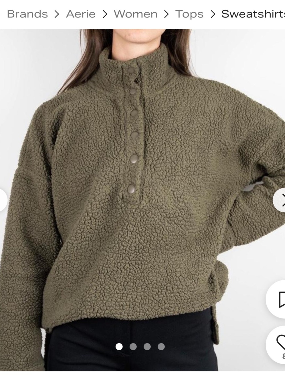 Aerie Olive-Green Sherpa Pullover